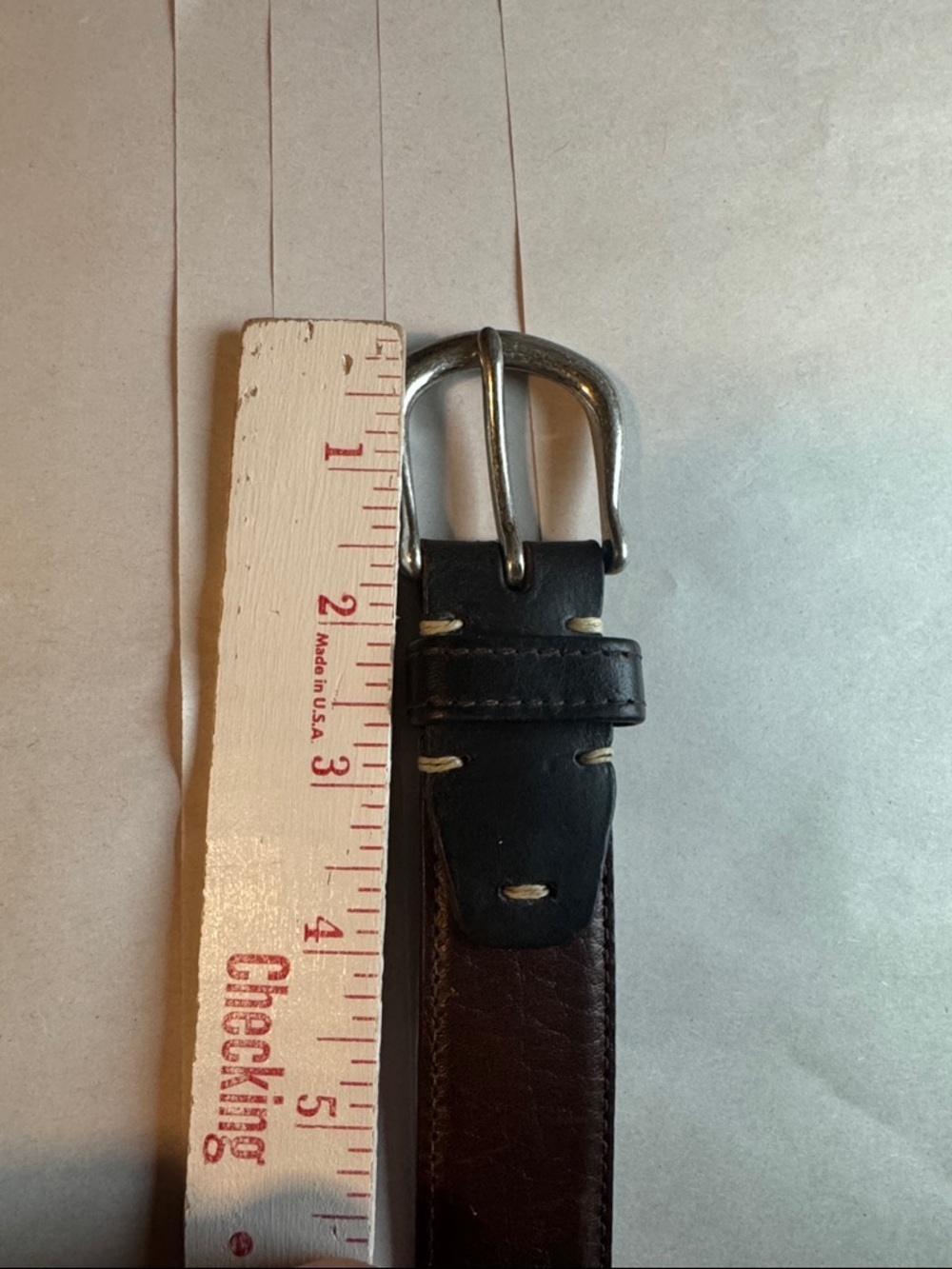 Trask Brown Leather Belt Mens 42 hidden money zipper silver tone buckle Western - Picture 12 of 12